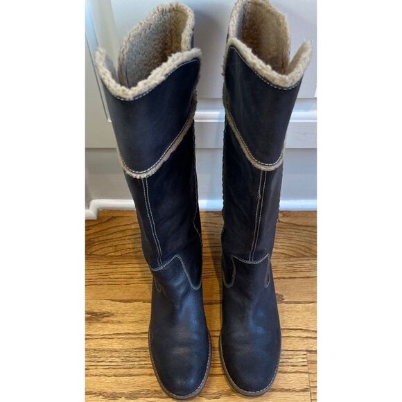 Timberland Shoreham Grey Leather Tall Boots with Fleece Upper Lining Size 7.5 - Picture 3 of 16